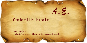 Anderlik Ervin névjegykártya